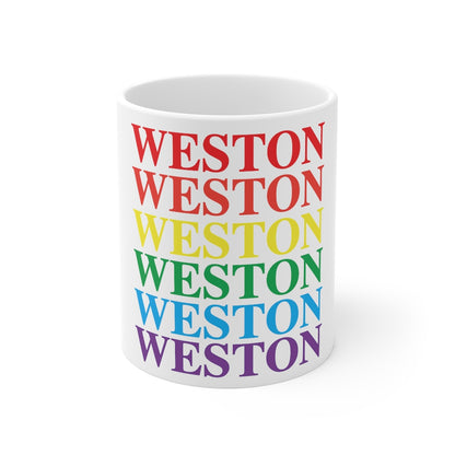 Do you have Weston Pride? Weston, Connecticut apparel and gifts including mugs including LGBTQ inspired apparel and gifts. 10% of pride sales are donated to a Connecticut LGBTQ organization. Free shipping! 