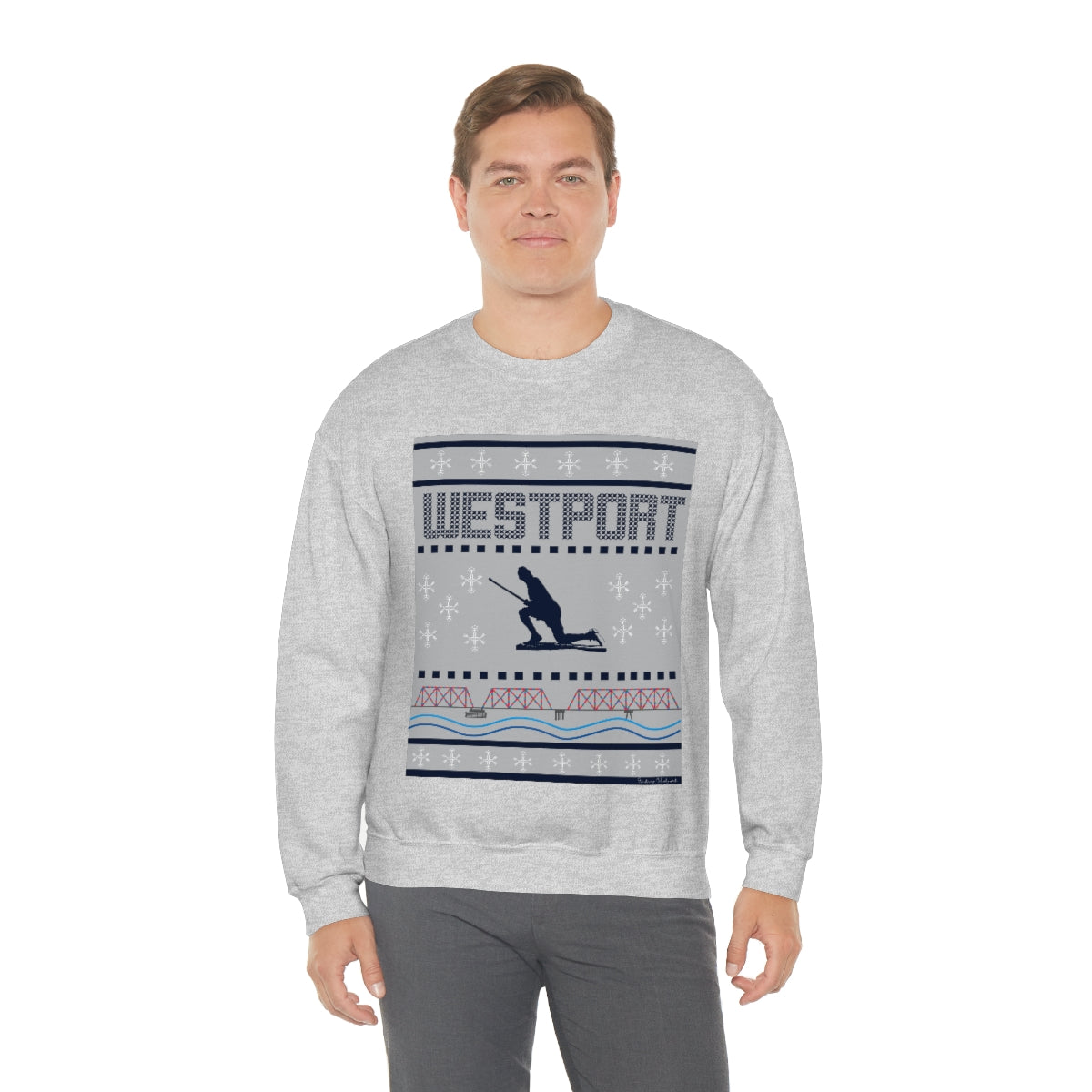 Westport Ugly Holiday Blue / White  Unisex Heavy Blend™ Crewneck Sweatshirt