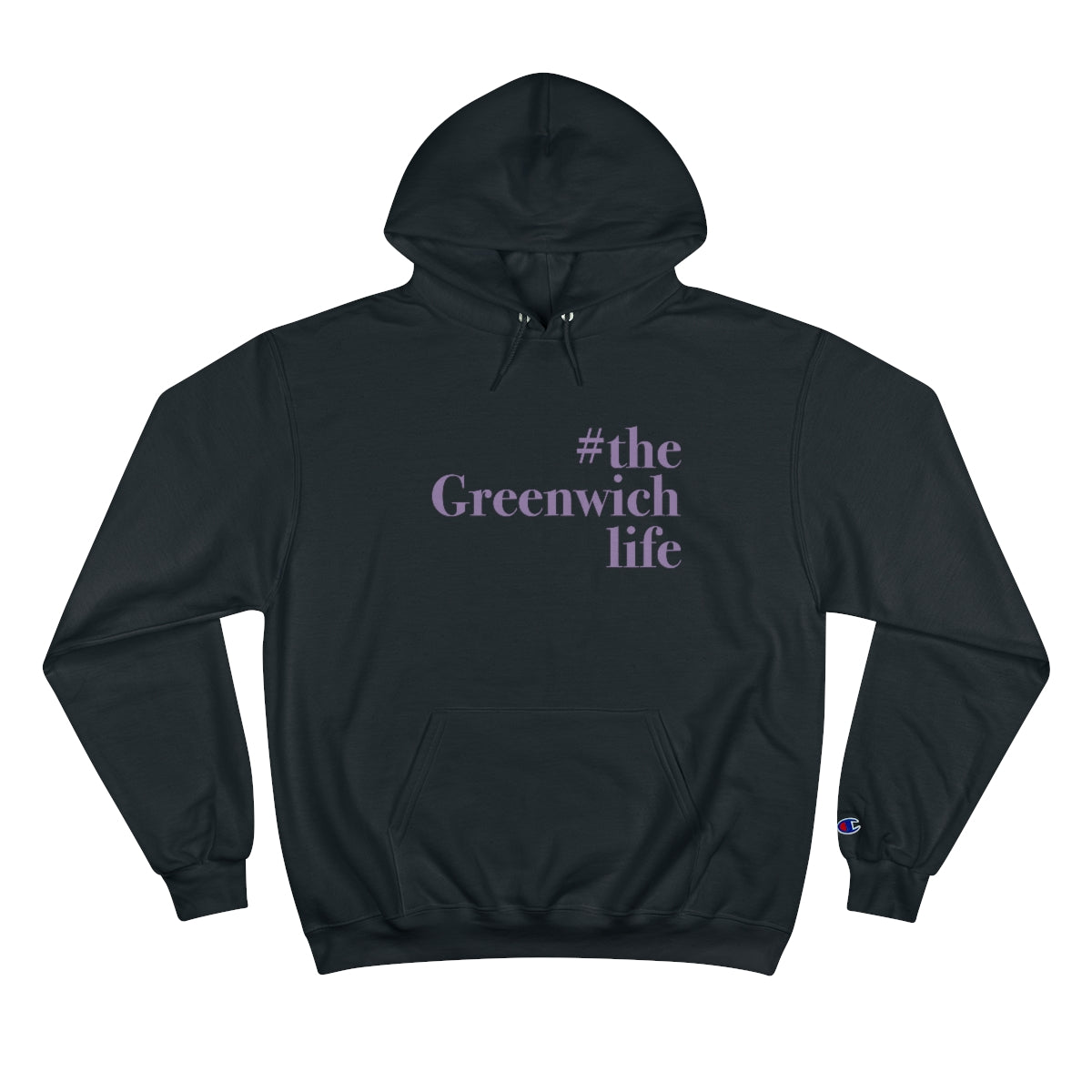 #thegreenwichlife Champion Hoodie (purple print)