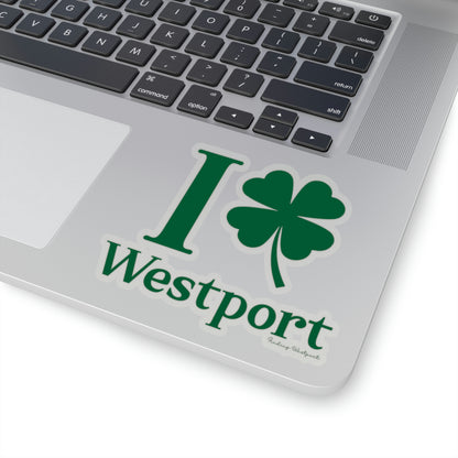 westport connecticut st patricks day stickers, i clover westport 