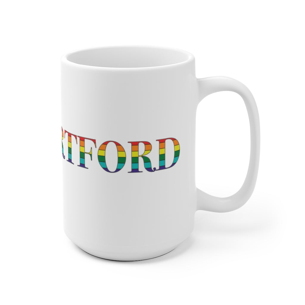 West Hartford Rainbow mug.  West Hartford Connecticut tee shirts, hoodies sweatshirts, mugs, other apparel, home gifts, and souvenirs.  10% of the Proceeds of this collection will be donated to a Connecticut LGBTQ organization. Free USA shipping. 