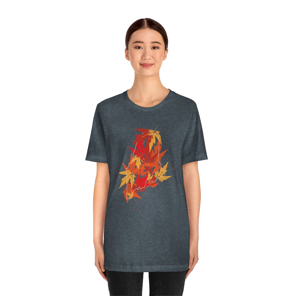 Maine Leaves Unisex Jersey Short Sleeve Tee