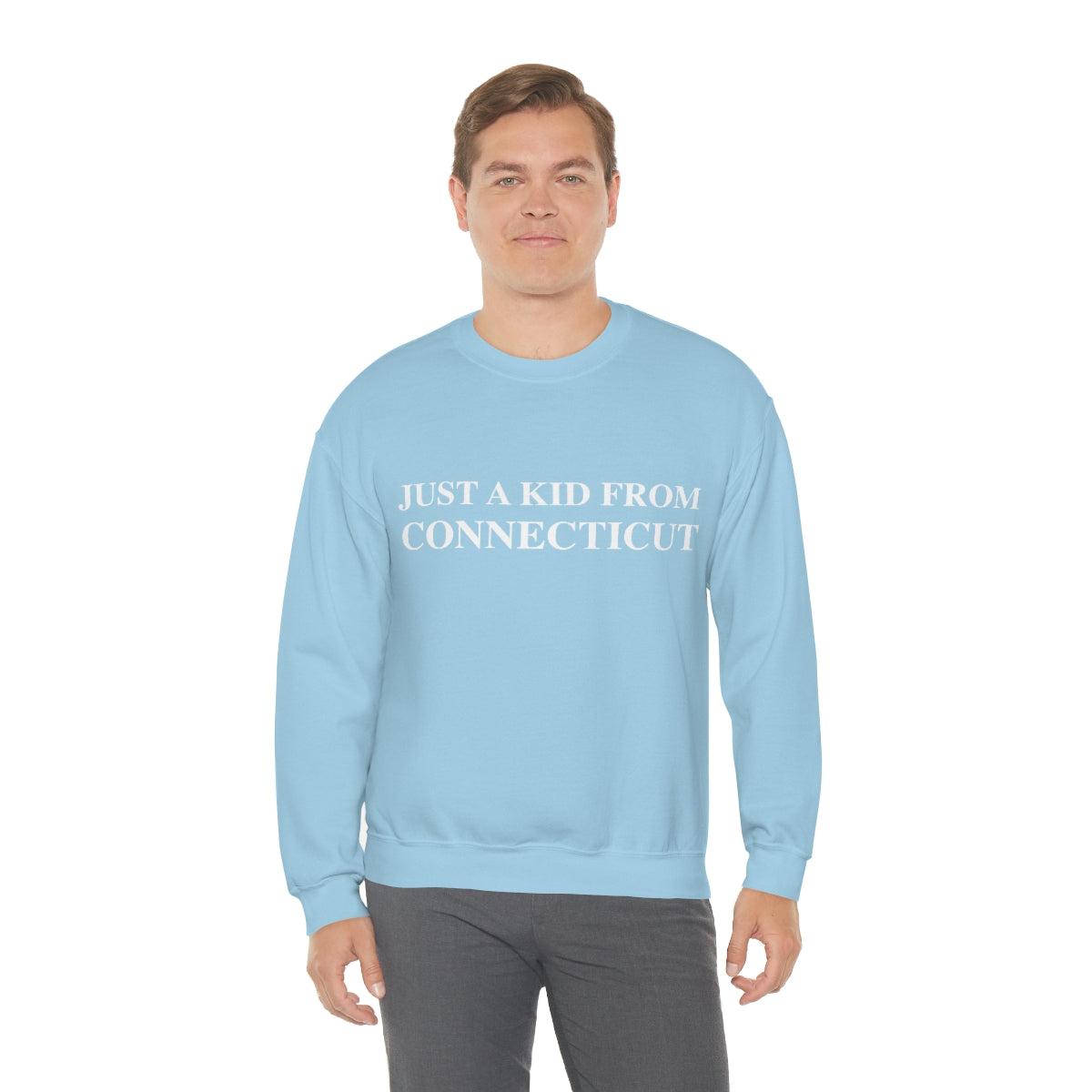 Just a Kid from Connecticut Unisex Heavy Blend™ Crewneck Sweatshirt - White Font