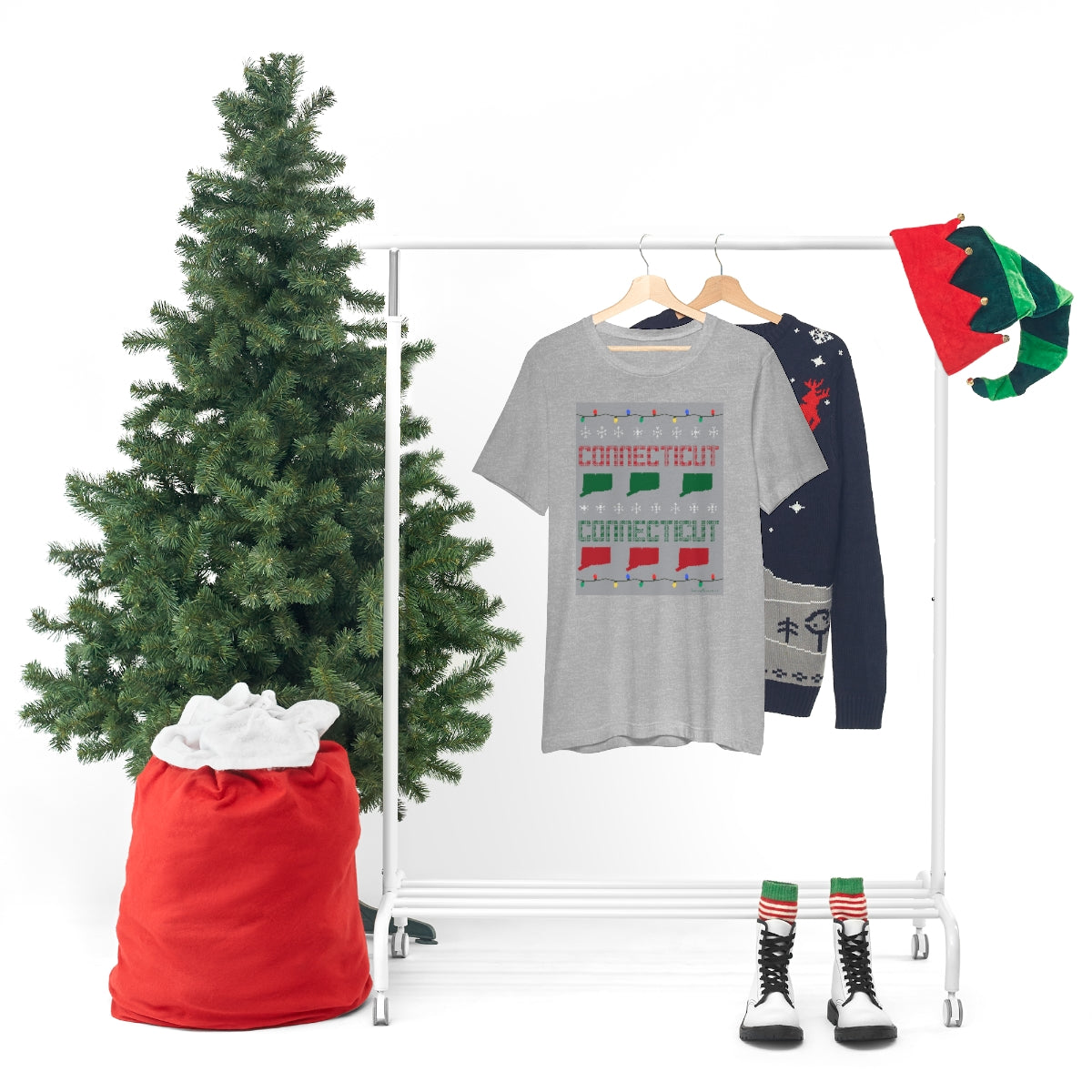 Connecticut Ugly Holiday Unisex Jersey Short Sleeve Tee