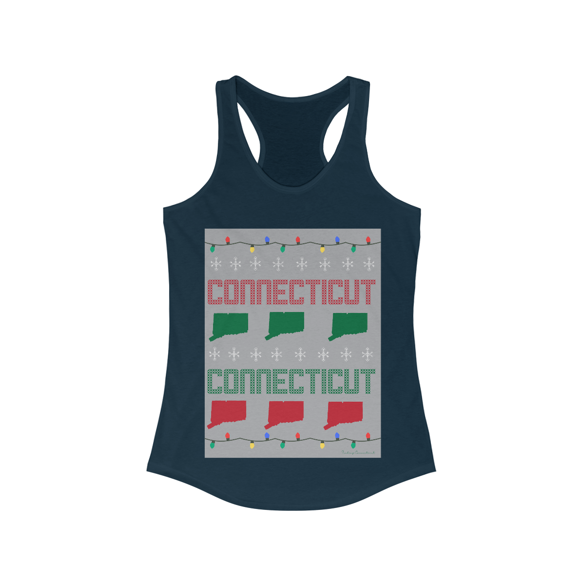 connecticut ugly holiday christmas sweater womens tank top 