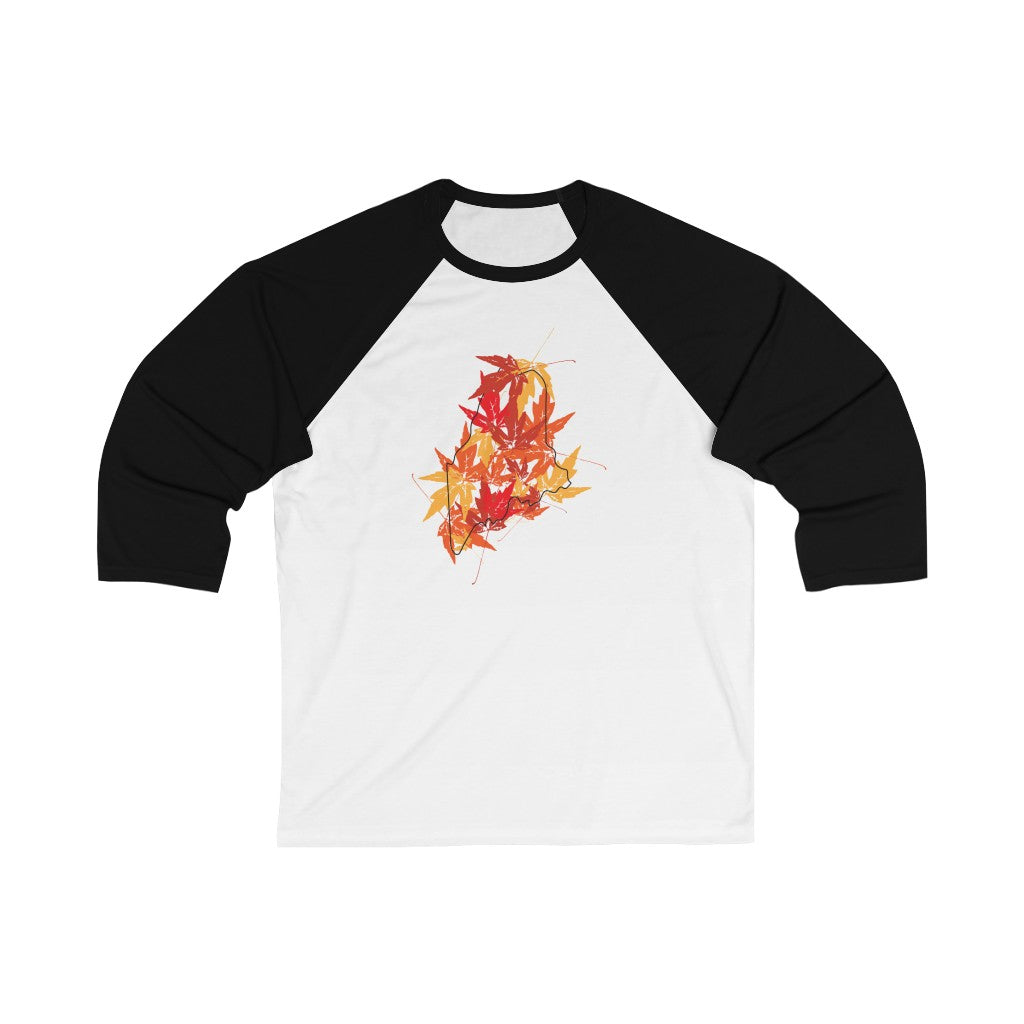 Maine Leaves baseball tee shirt