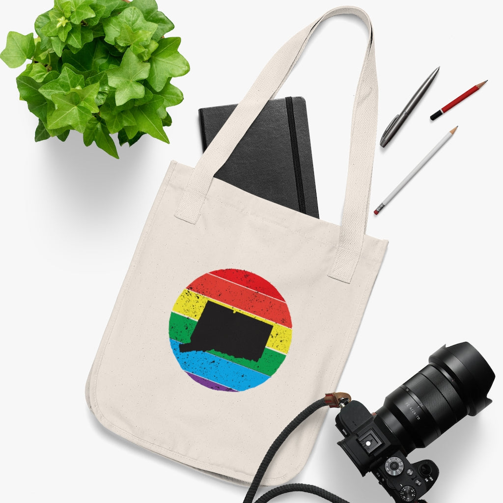 Connecticut Rainbow Organic Canvas Tote Bag