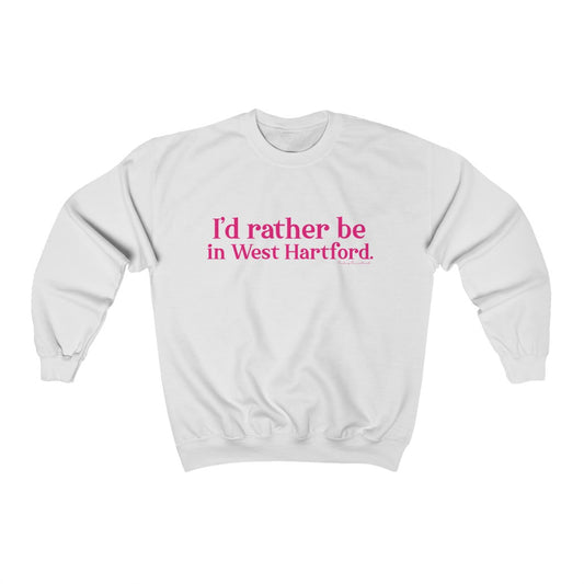 I’d rather be in West Hartford sweatshirt.  West Hartford Connecticut tee shirts, hoodies sweatshirts, mugs, and other apparel, home gifts, and souvenirs. Proceeds of this collection go to help Finding Connecticut’s brand. Free USA shipping. 