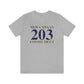 New Canaan 203 Connecticut Unisex Jersey Short Sleeve Tee The 203 New Canaan Collection. Show off New Canaan and Connecticut at the same time. Colors were inspired by the Connecticut state flag.   Proceeds help build Finding New Canaan and Finding Connecticut's brand. 