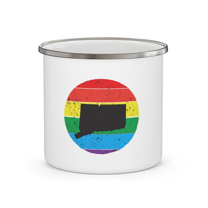 Connecticut Rainbow Enamel Camping Mug