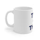 Two O' Three White Ceramic Mug (blue)