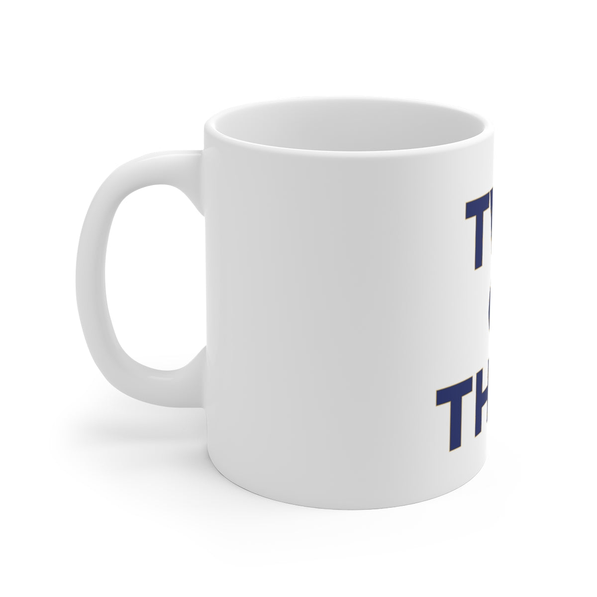 Two O' Three White Ceramic Mug (blue)