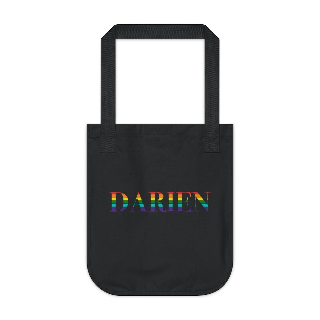 Darien ct rainbow pride tote bag