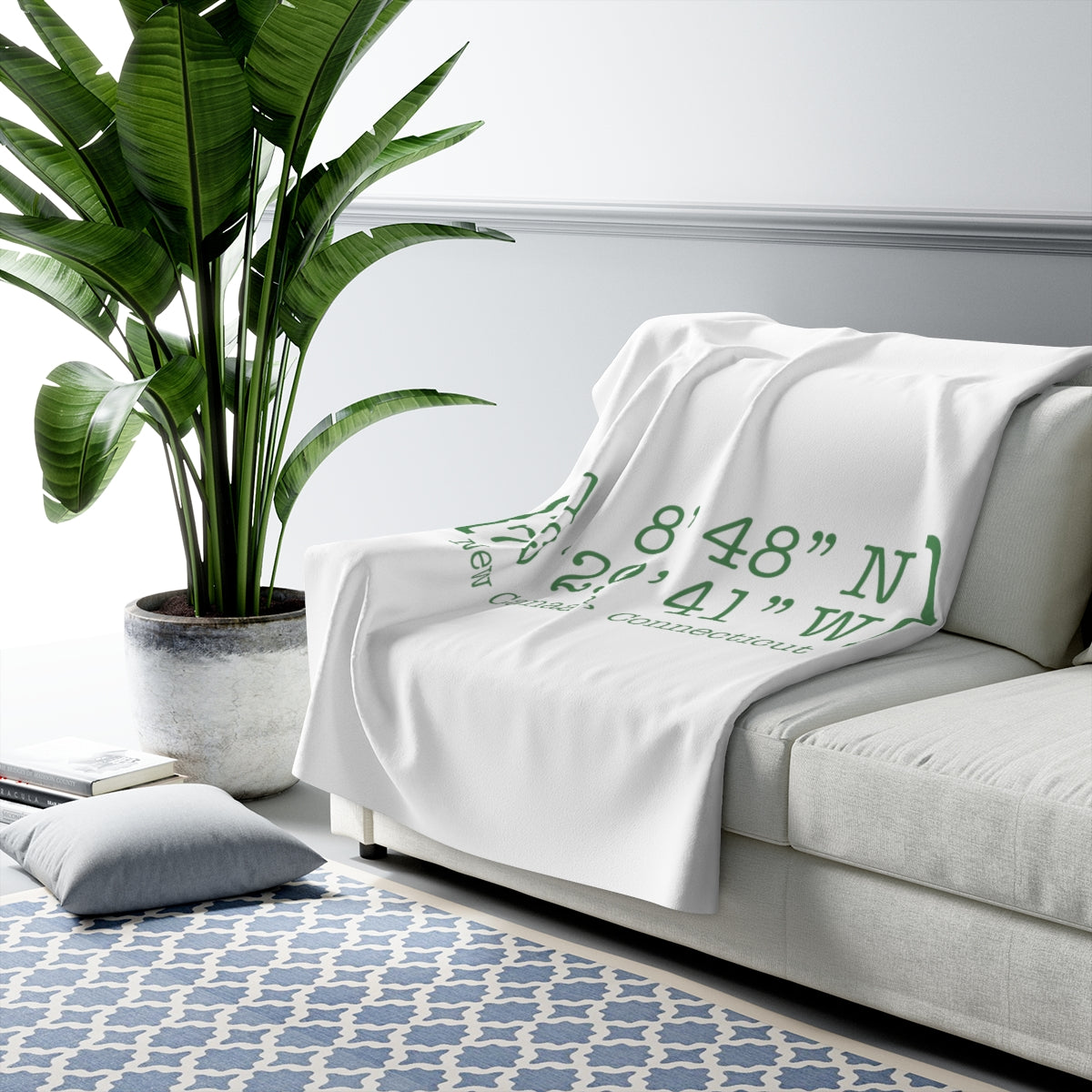 New Canaan Coordinates Sherpa Fleece Blanket  Does New Canaan, Connecticut always have a special place in your heart. The Coordinates collection marks the spot for the special place you have ties to.   Proceeds helps grow Finding New Canaan and Finding Connecticut's brand grow. 