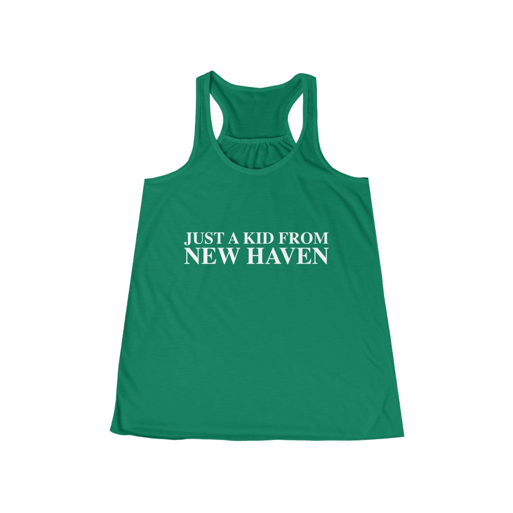 Just a kid from New Haven Women's Flowy Racerback Tank