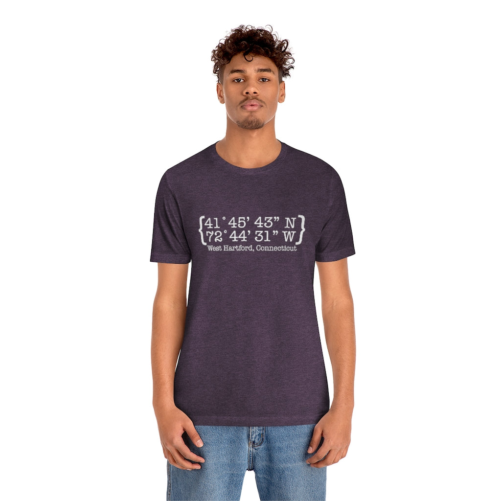 West Hartford Coordinates tee shirt.  West Hartford Connecticut tee shirts, hoodies sweatshirts, mugs, other apparel, home gifts, and souvenirs. Proceeds of this collection go to help Finding Connecticut’s brand. Free USA shipping. 