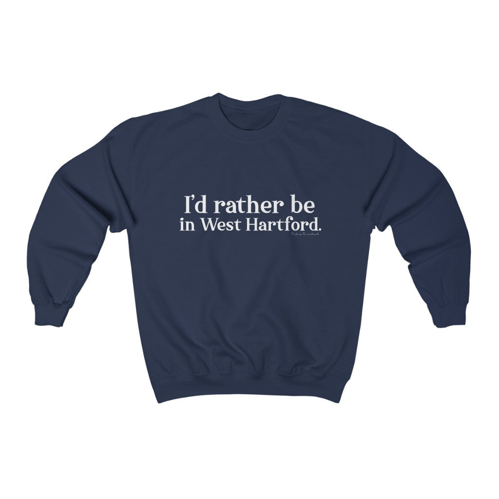 I’d rather be in West Hartford Sweatshirt.   West Hartford Connecticut tee shirts, hoodies sweatshirts, mugs, and other apparel, home gifts, and souvenirs. Proceeds of this collection go to help Finding Connecticut’s brand. Free USA shipping. 