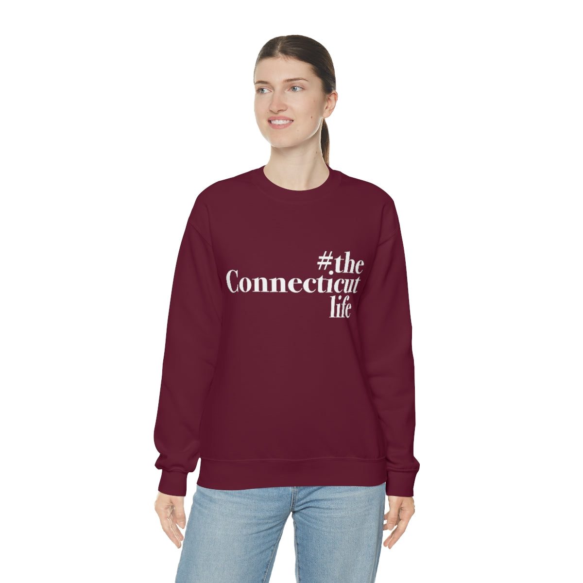 #theconnecticutlife Unisex Heavy Blend™ Crewneck Sweatshirt - White Font