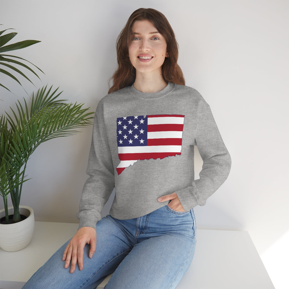 Connecticut American Flag Unisex Heavy Blend™ Crewneck Sweatshirt