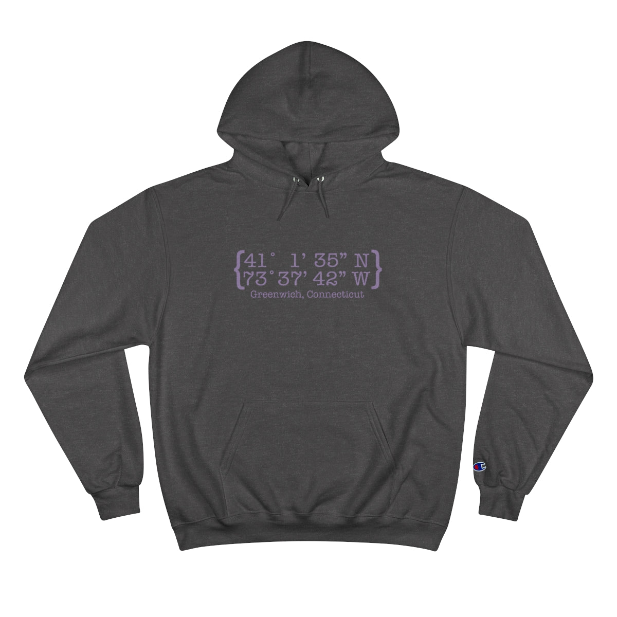 Greenwich Coordinates Champion Hoodie - Purple Print