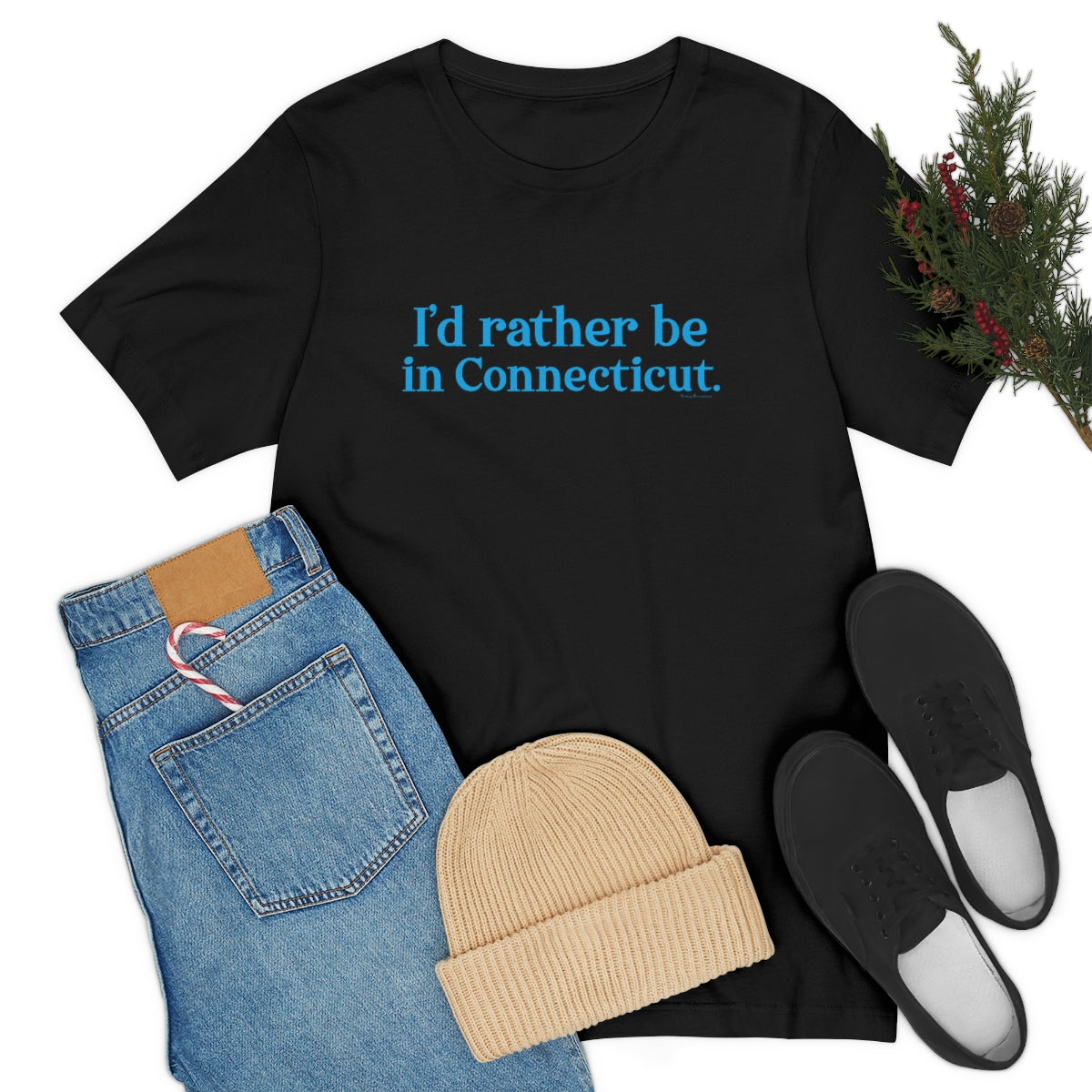 I'd rather be in Connecticut Unisex Jersey Short Sleeve Tee