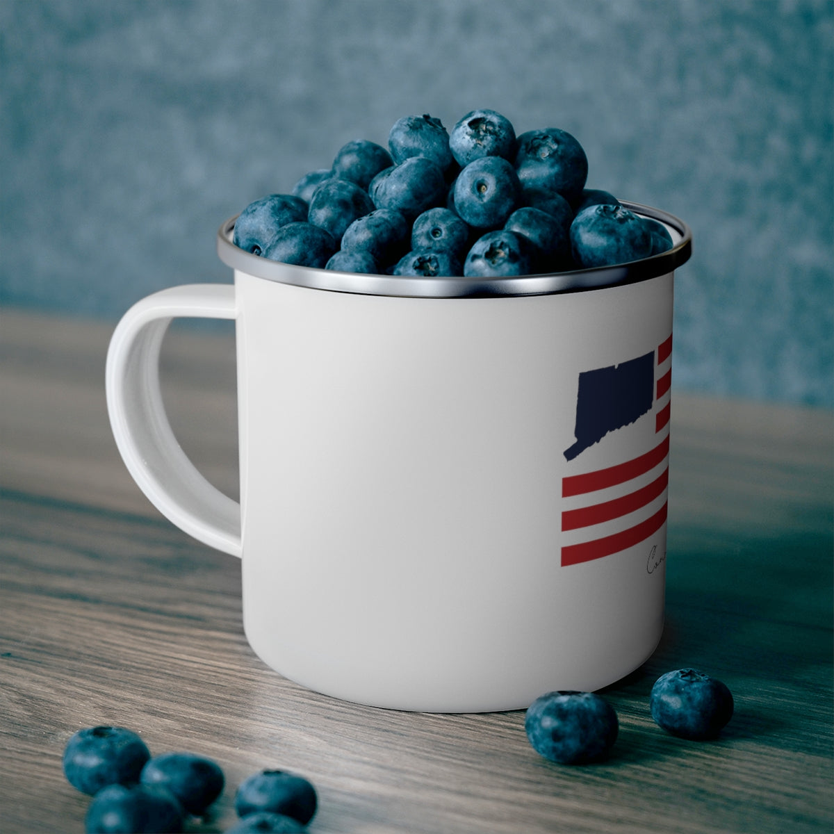 Connecticut Flag Enamel Camping Mug