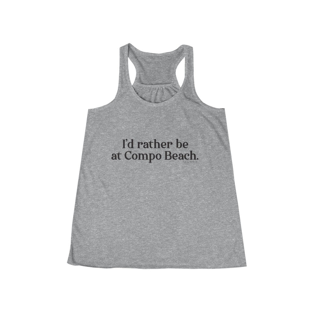 I'd rather be at Compo Beach. Women's Flowy Racerback Tank