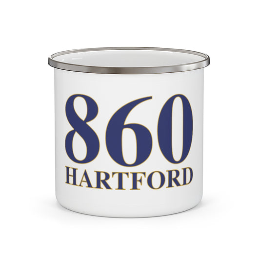 860 Hartford Enamel Camping Mug 860 Hartford Collection. Inspired by the Connecticut flag and the 860! Show off for your pride for Connecticut and Hartford!   Proceeds of this collection go to help build Finding Connecticut’s website and brand. • Free USA shipping   Click here to go to our home page