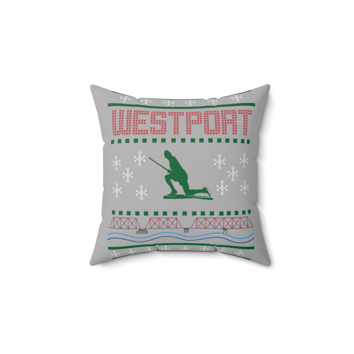 Westport Ugly Holiday Sweater Red / Green Spun Polyester Square Pillow