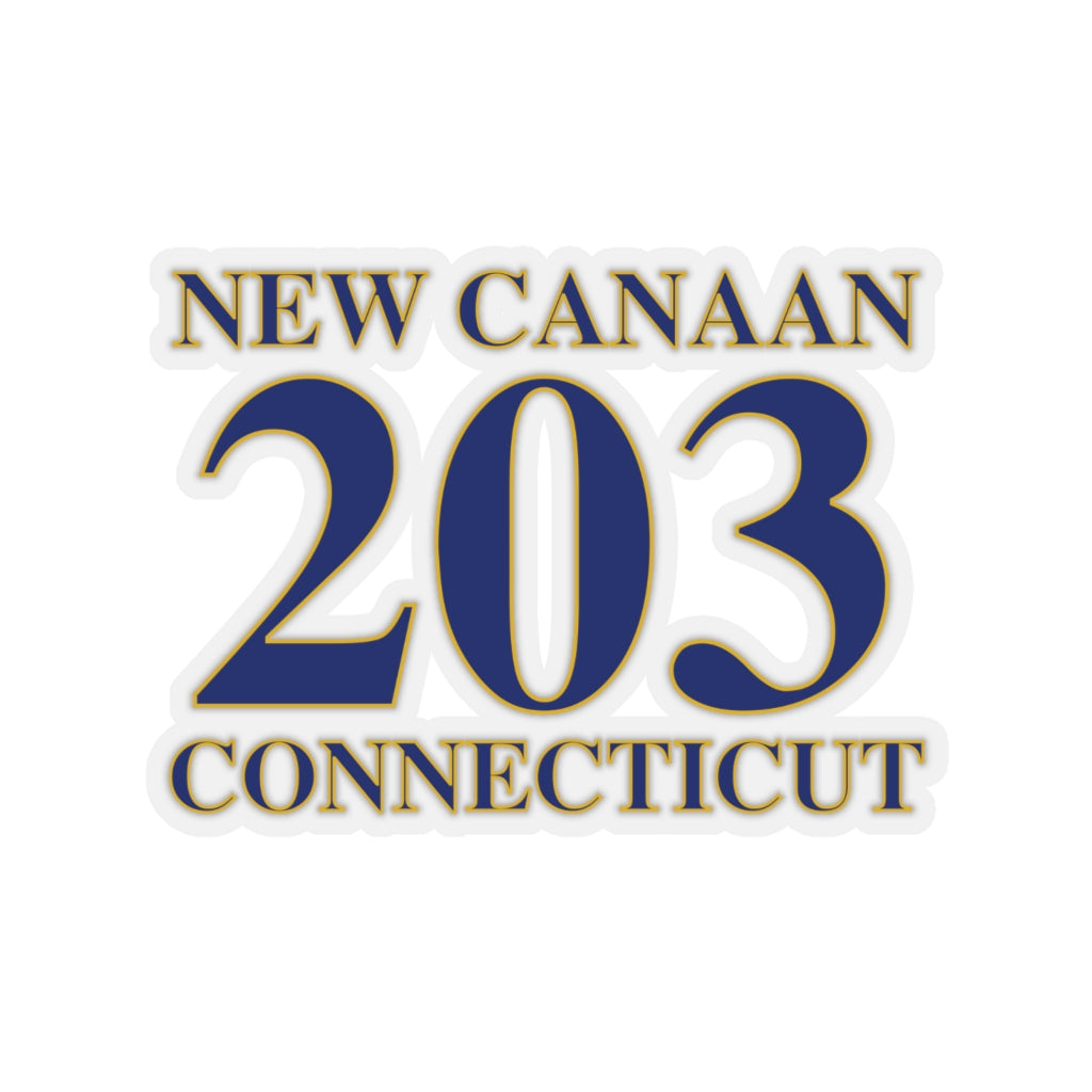 New Canaan 203 Connecticut Kiss-Cut Stickers  The 203 New Canaan Collection. Show off New Canaan and Connecticut at the same time. Colors were inspired by the Connecticut state flag.   Proceeds help build Finding New Canaan and Finding Connecticut's brand. 