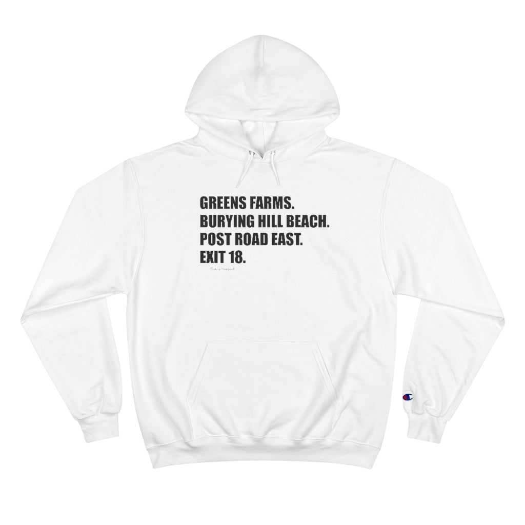 Greens Farms. Burying Hill Beach. Post Road. Exit 18. Champion Hoodie