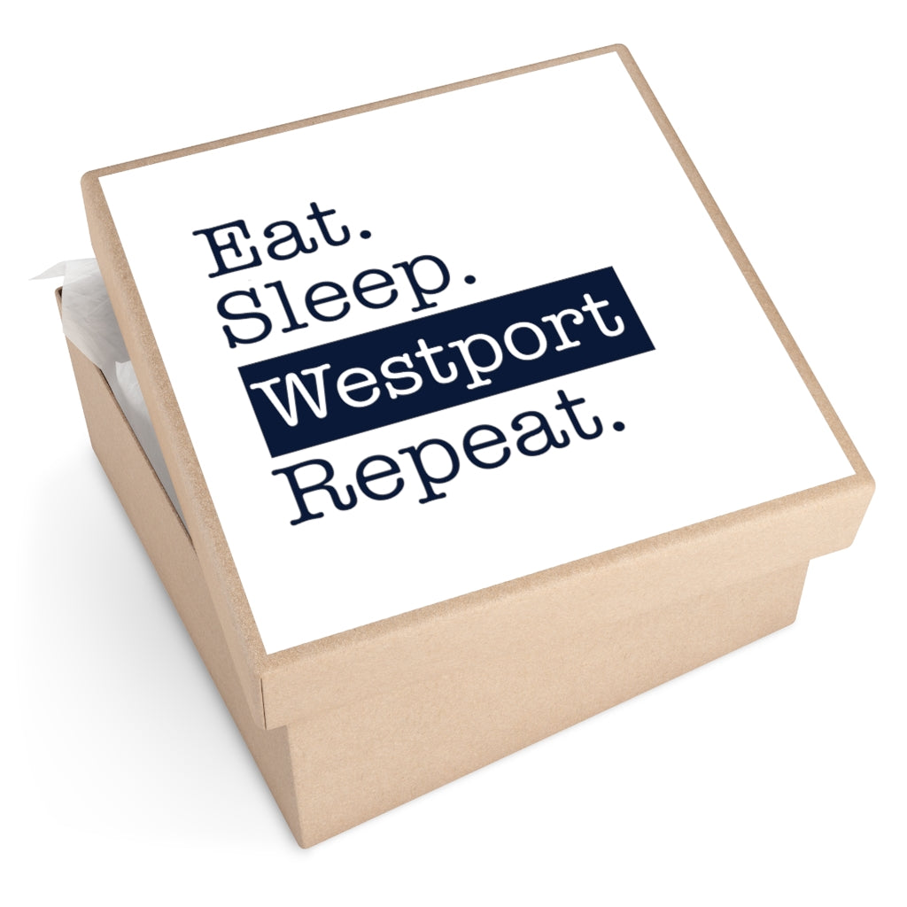 Eat Sleep Westport Repeat Square Vinyl Stickers