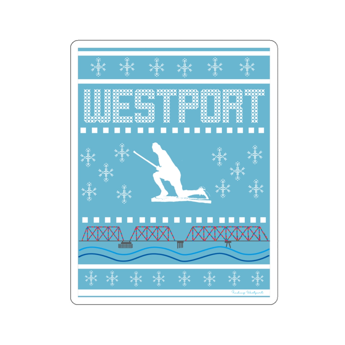 westport ct / connecticut ugly christmas sweater sticker