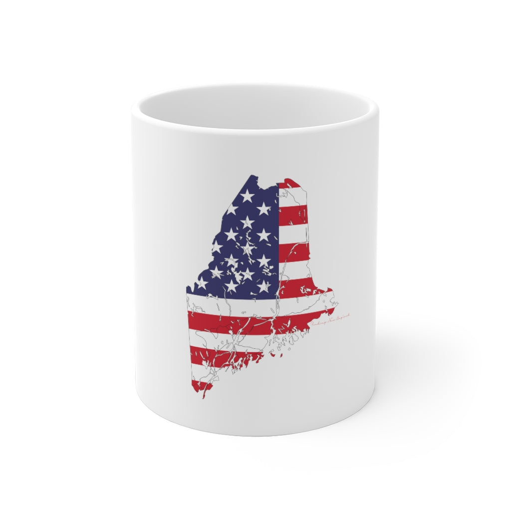 Maine American Flag collection has tee shirts, mugs, reusable bags, and other apparel and gifts. All proceeds goes to help build the Finding Maine brand and get our website up and going. Free shipping on all products. 