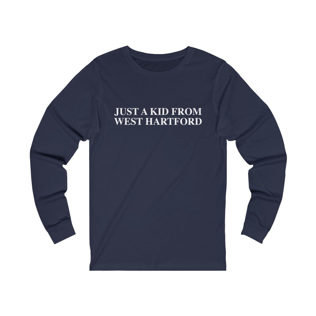 Just a kid from West Hartford long sleeve tees.  West Hartford Connecticut tee shirts, hoodies sweatshirts, mugs, other apparel, home gifts, and souvenirs. Proceeds of this collection go to help Finding Connecticut’s brand. Free USA shipping. 