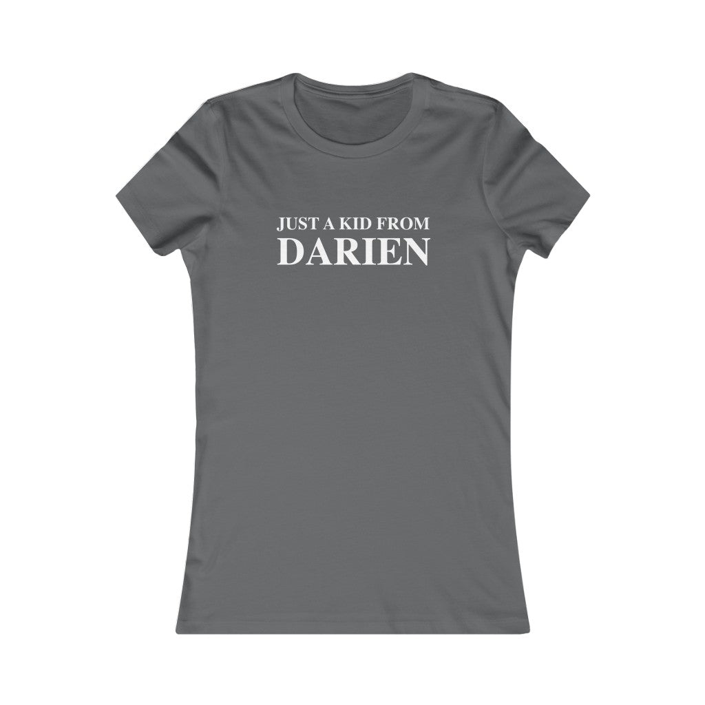 just a kid from darien ct womens tee shirt