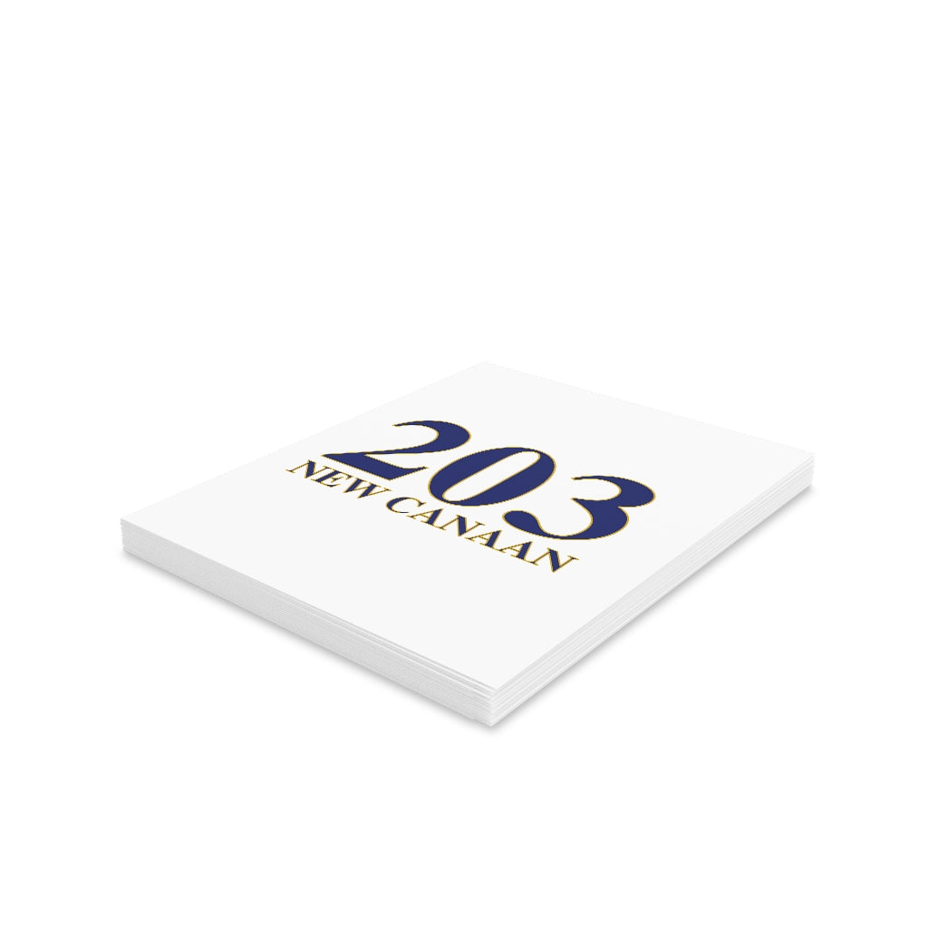 New Canaan 203 Connecticut Greeting Cards  The 203 New Canaan Collection. Show off New Canaan and Connecticut at the same time. Colors were inspired by the Connecticut state flag.   Proceeds help build Finding New Canaan and Finding Connecticut's brand. 