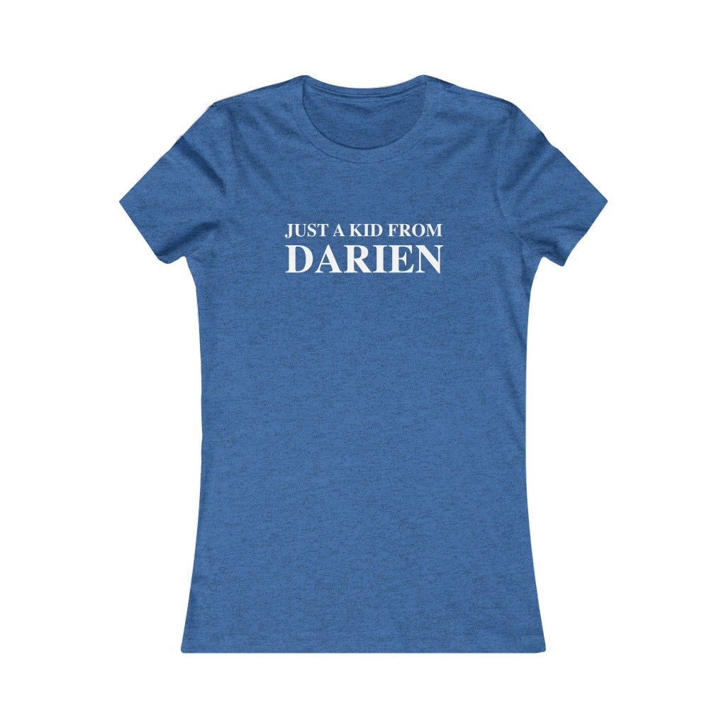 just a kid from darien womens tee shirt