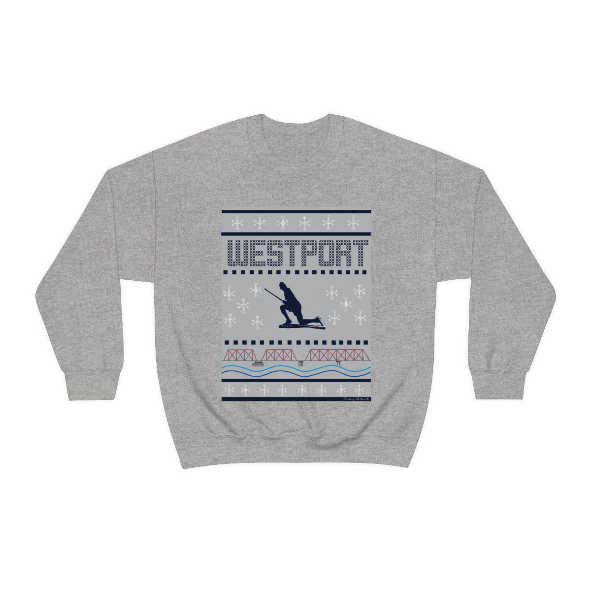 Westport Ugly Holiday Blue / White  Unisex Heavy Blend™ Crewneck Sweatshirt