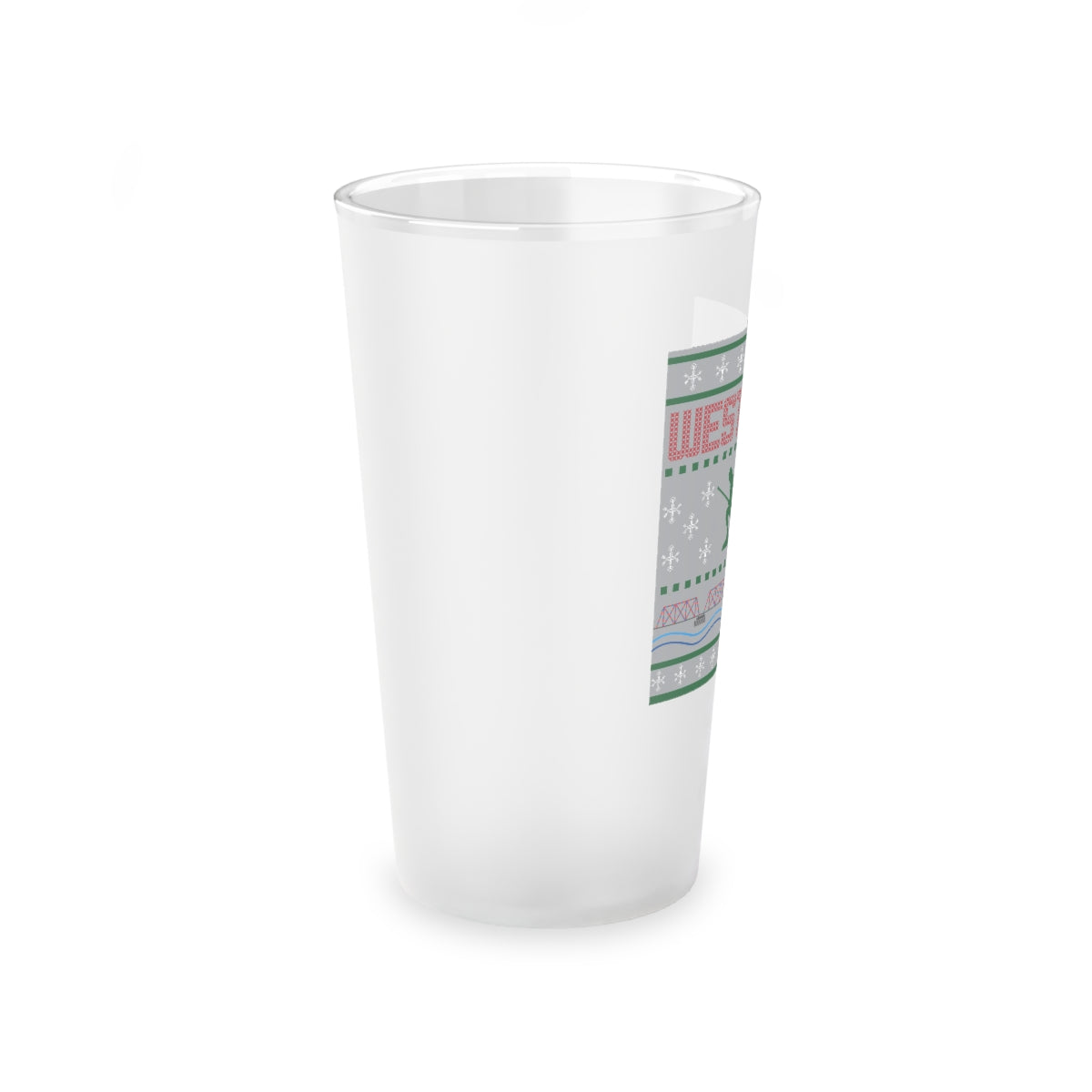 Westport Ugly Holiday Red / Green Frosted Pint Glass, 16oz