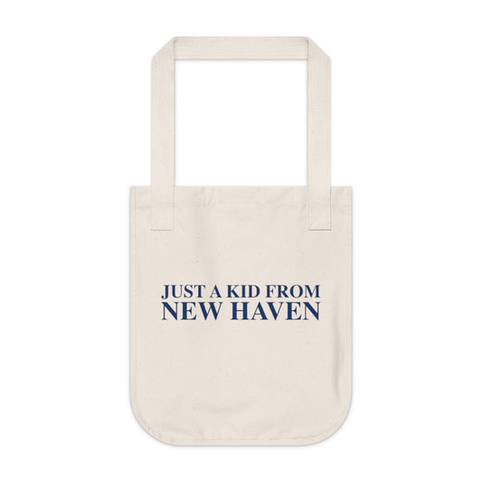 Just a kid from New Haven Organic Canvas Tote Bag