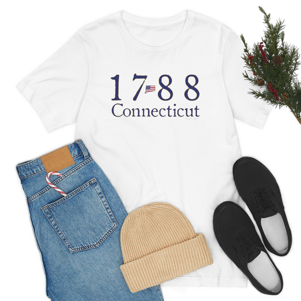 1788 Connecticut American Flag Unisex Jersey Short Sleeve Tee