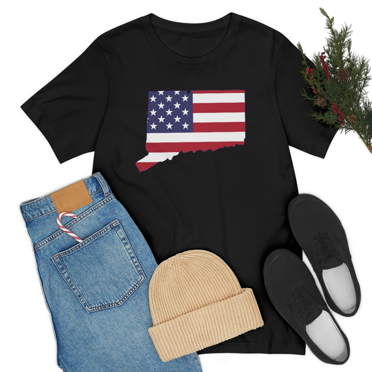 Connecticut American Flag Unisex Jersey Short Sleeve Tee