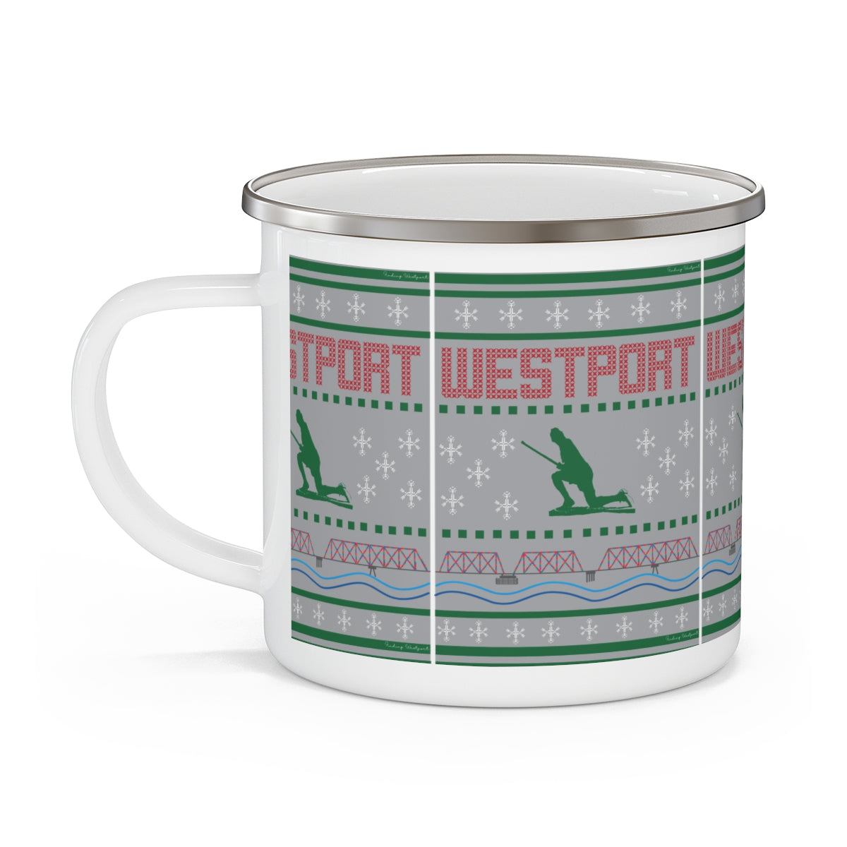 Westport Ugly Holiday Green & Red Enamel Camping Mug