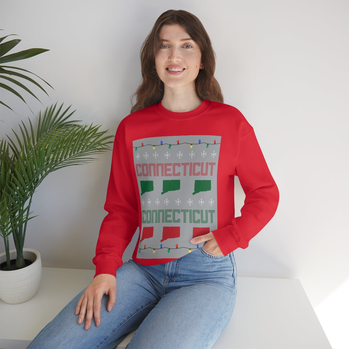 Connecticut Ugly Holiday Unisex Heavy Blend™ Crewneck Sweatshirt