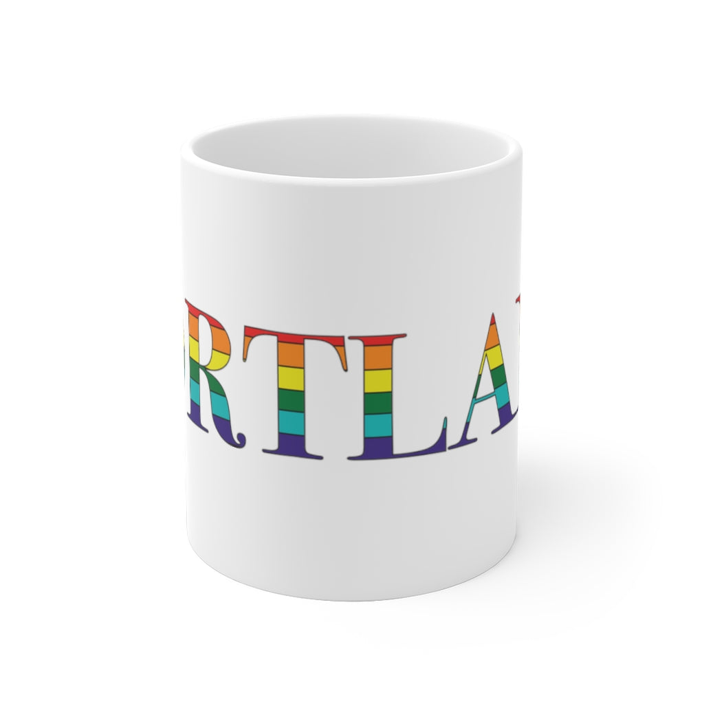 Portland Maine Rainbow  White Ceramic Mug