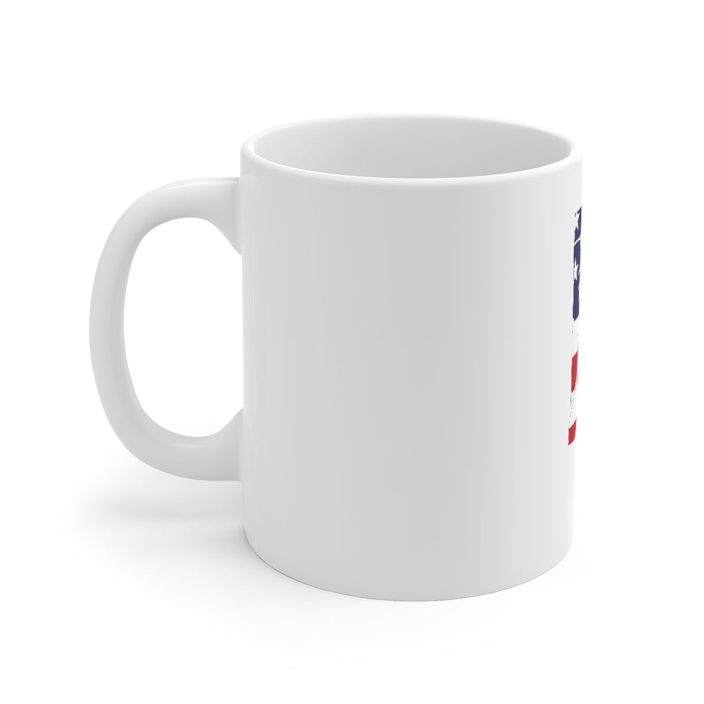 Rhode Island American Flag White Ceramic Mug