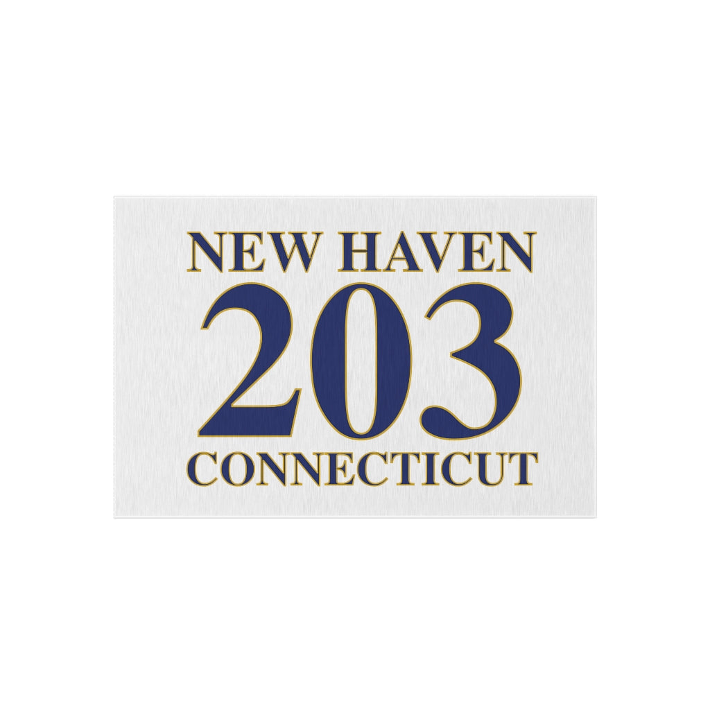 New Haven 203  Connecticut Outdoor Rug New Haven 203 Collection. Inspired by the Connecticut flag and the 203! Show off for your pride for Connecticut and Hartford!   Proceeds of this collection go to help build Finding Connecticut’s website and brand. • Free USA shipping   Click here to go to our home page 