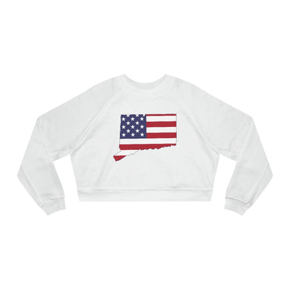 connecticut american flag womens cropped sweatshirt