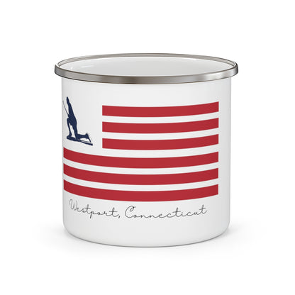 Westport Connecticut mug. Minuteman Flag Enamel Camping Mug